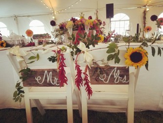 Mr. and Mrs. chairs in the tent, Kaitlyn Ferris photo